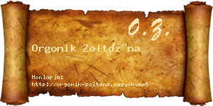 Orgonik Zoltána névjegykártya
